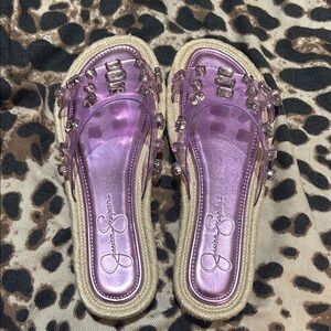 Jessica Simpson Lilac Jeweled Slide Sandals